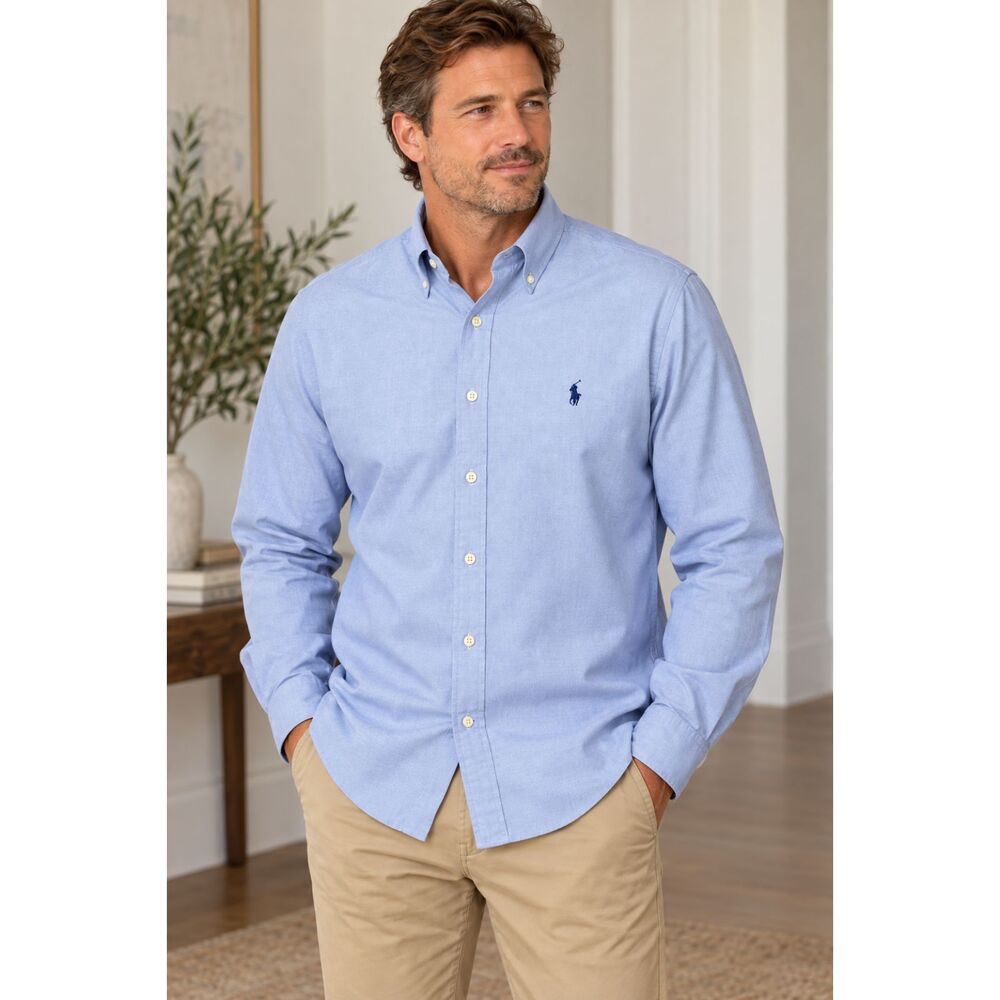 Ralph Lauren Men's Classic Fit Oxford Button Down Shirt Blue 17 34/35 NWT